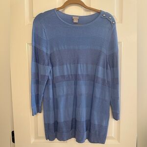 Chico’s Blue Crewneck Pullover Sweater – Size Large
